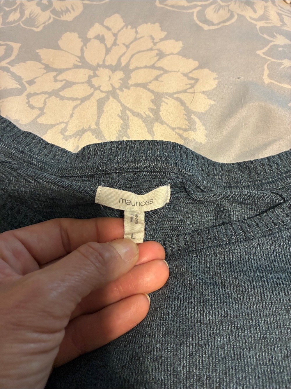Maurices Heathered Slate turquoise Crew Neck Sweater